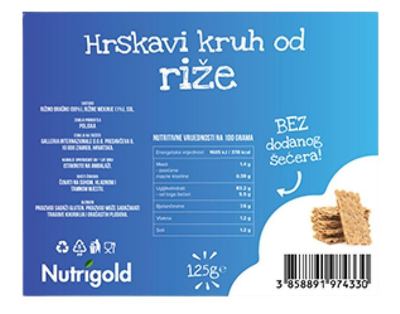 KRUH RIZIN 125 G NUTRIGOLD