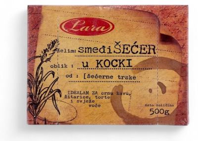 ŠEĆER U KOCKI SMEĐI 250G LARA