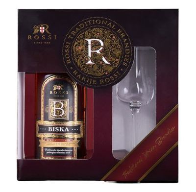 *LIKER BISKA 0,5L ROSSI + ČAŠA GIFT BOX