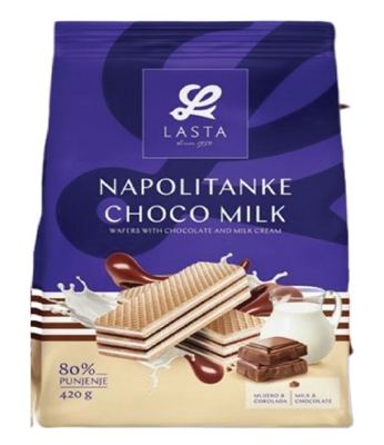 NAPOLITANKE CHOCO-MILK 420g LASTA