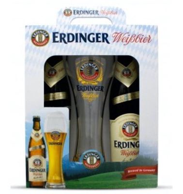 N-*PIVO ERDINGER WEISSBIER 2 X 0.50L BOCA+ ČAŠA PAKET