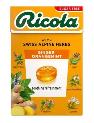 BOMBON RICOLA 40G GINGER ORANGEMINT -10/1- PASTILE BEZ ŠEĆERA