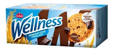 KEKS WELLNESS SA KOMADIĆIMA ČOKOLADE 210G
