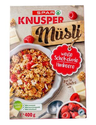 MUSLI SPAR HR.MALINA ČOK.400 g