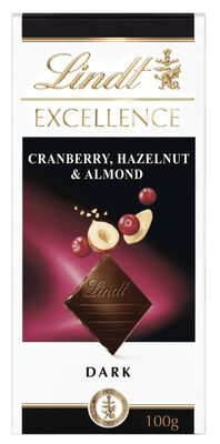 LINDT EXCELLENCE ALMOND,HAZELNUT & CRANBERRY 100G