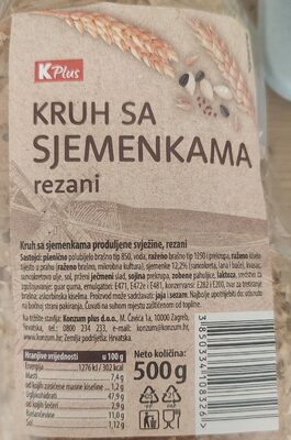 KRUH SA SJEMENKAMA 500g PAK K PLUS