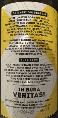 *PIVO BURA BREW 0.33L OPTIMIST -24/1- GOLDING ALE