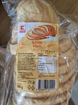 KLC.NMNP.Kruh bijeli rezani 500g