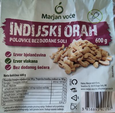 INDIJSKI ORAH SIROVI POLOVICE 600 G MARJAN VOCE