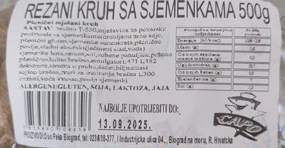KRUH REZANI SA SJEMENKAMA 500 G DUO PEKA