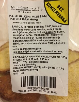 KRUH KUKURUZNI MIJEŠ.500g MLINČEK PAK