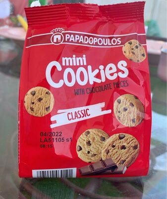 KEKS MINI COOKIES SA KOMADIĆIMA ČOKOLADE 70G PAPADOPOULOS