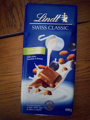 COKOLADA LINDT CLASSIC RAISIN NUTS 100gr